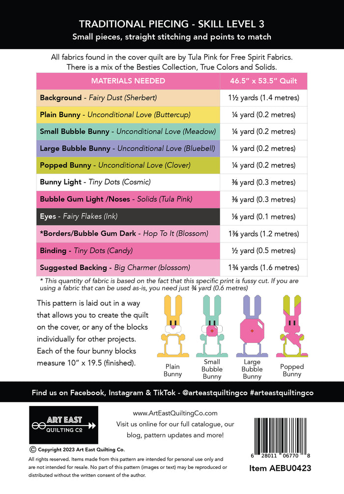 Blowing Up Bunnies - Rabbits Chewing Gum Quilt Pattern