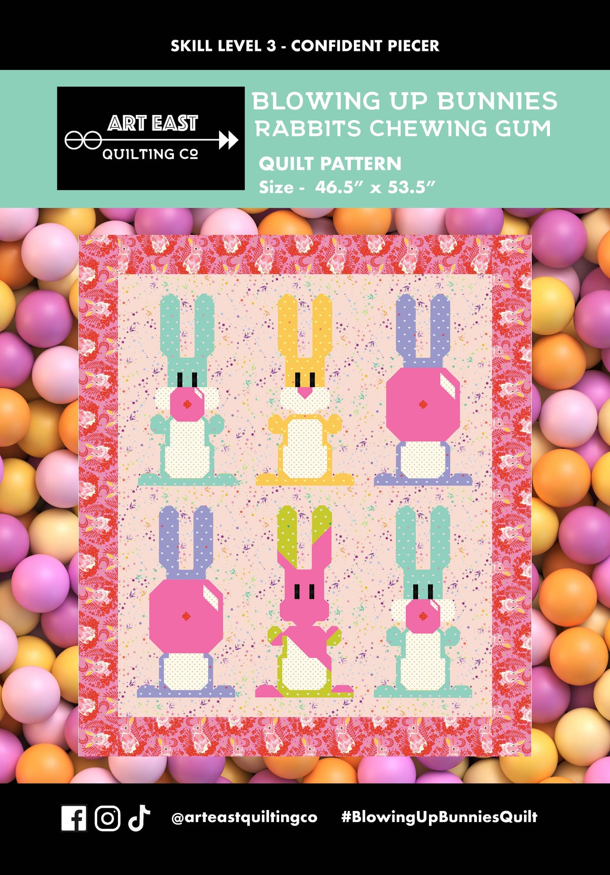 Blowing Up Bunnies - Rabbits Chewing Gum Quilt Pattern