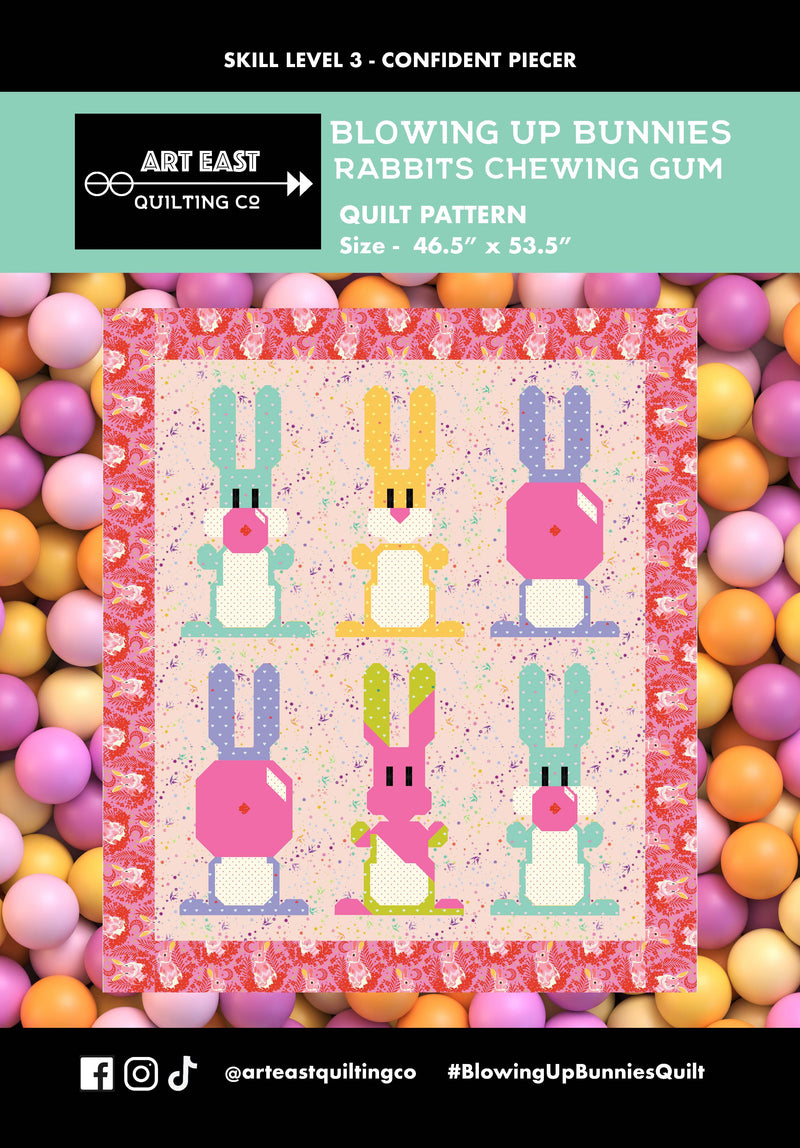 Blowing Up Bunnies - Rabbits Chewing Gum Quilt Pattern