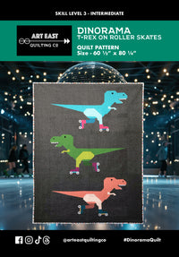 Dinorama - T-rex on Roller Skates Quilt Pattern