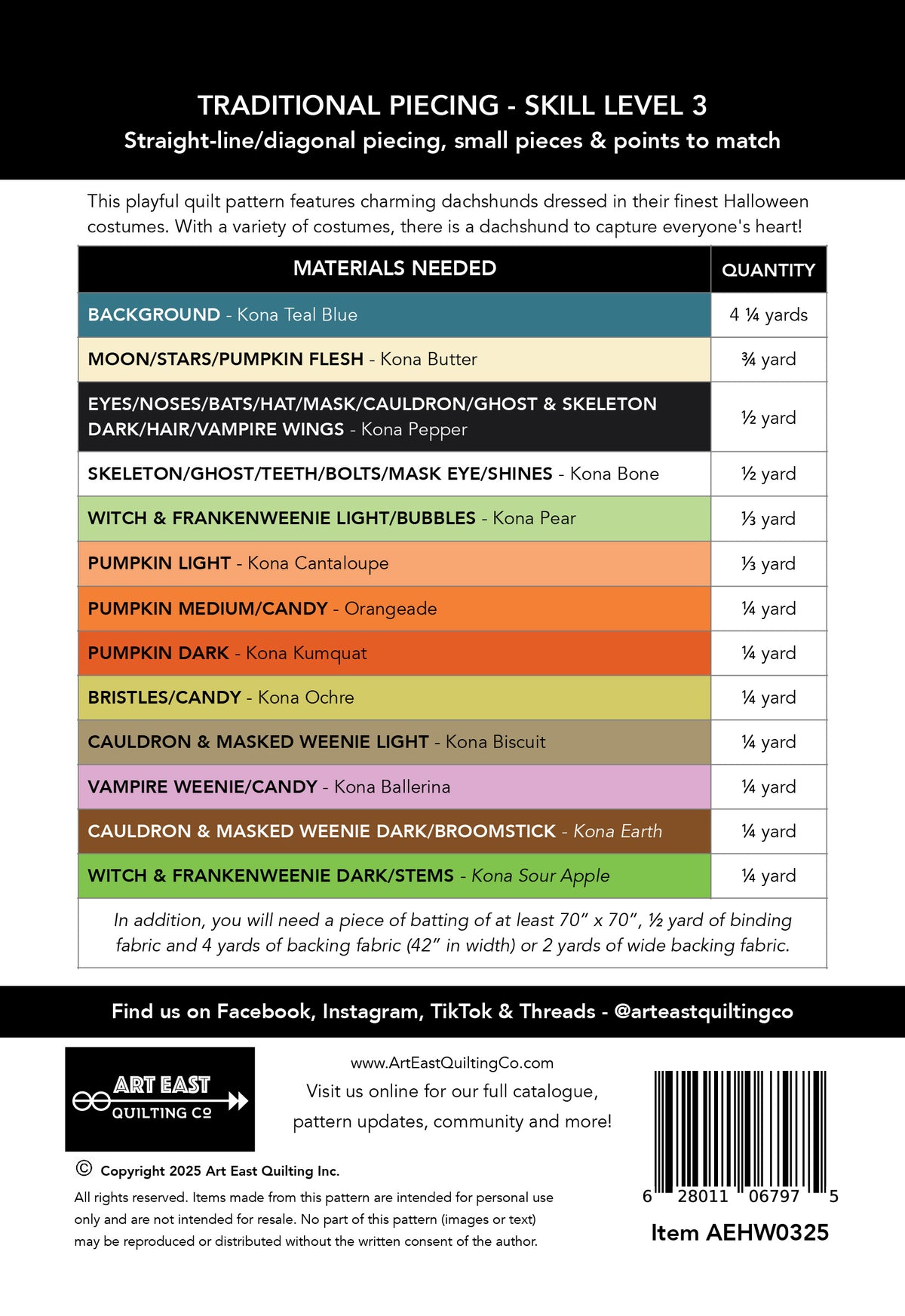 Halloweenies Quilt Pattern