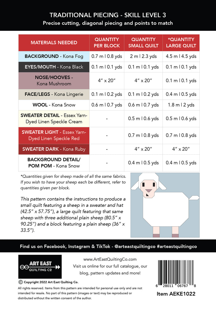 Knitted for Ewe Quilt Pattern