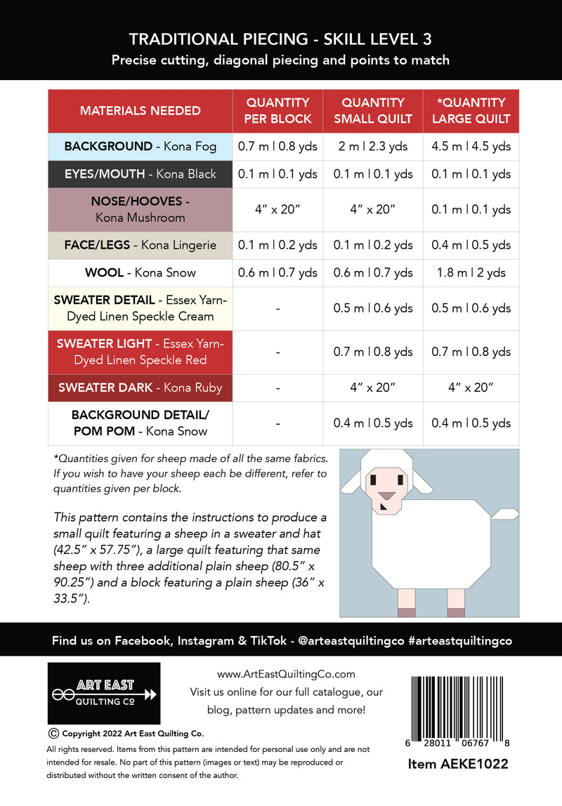 Knitted for Ewe Quilt Pattern