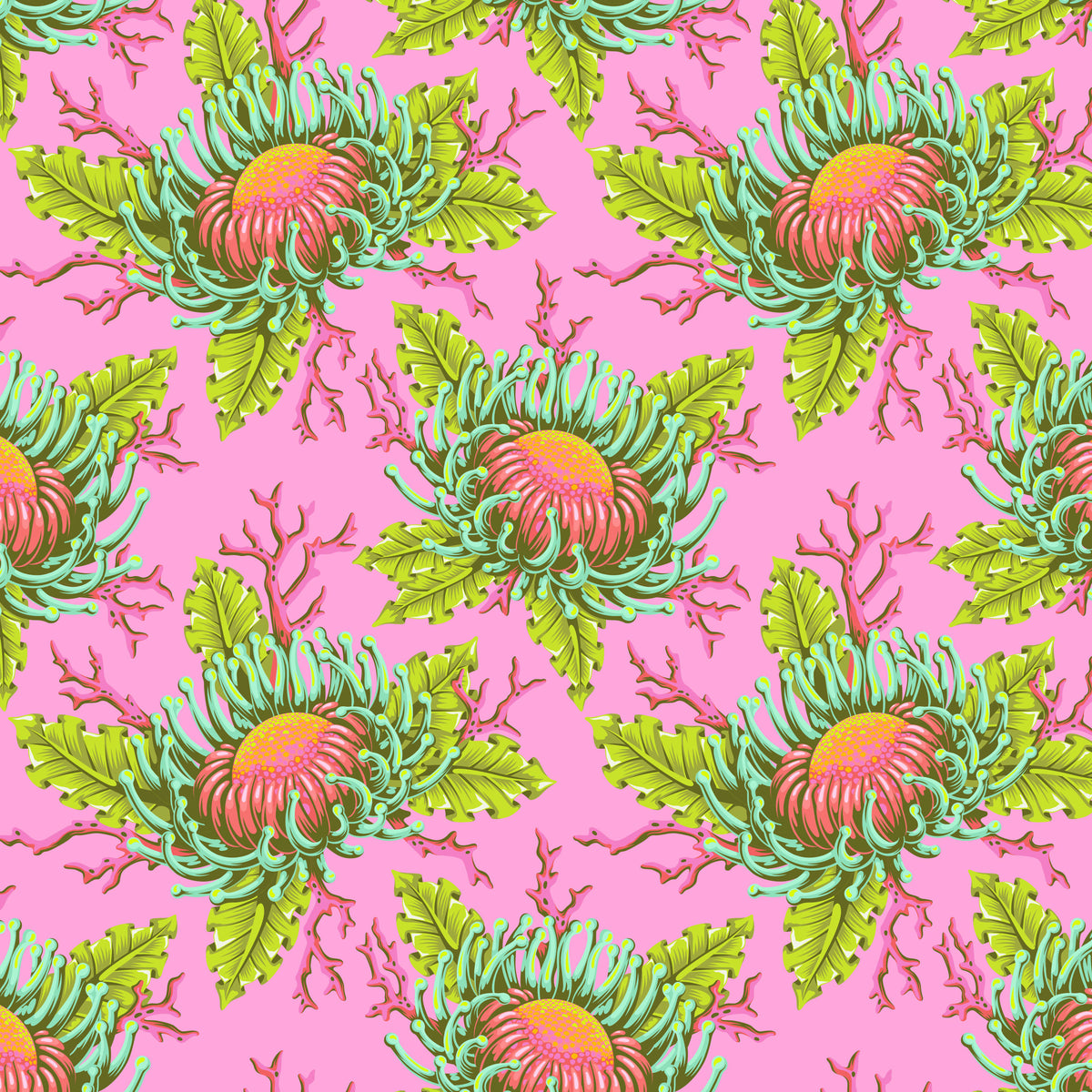 Friends & Anemones - Coralline - Floral Reef - Tula Pink