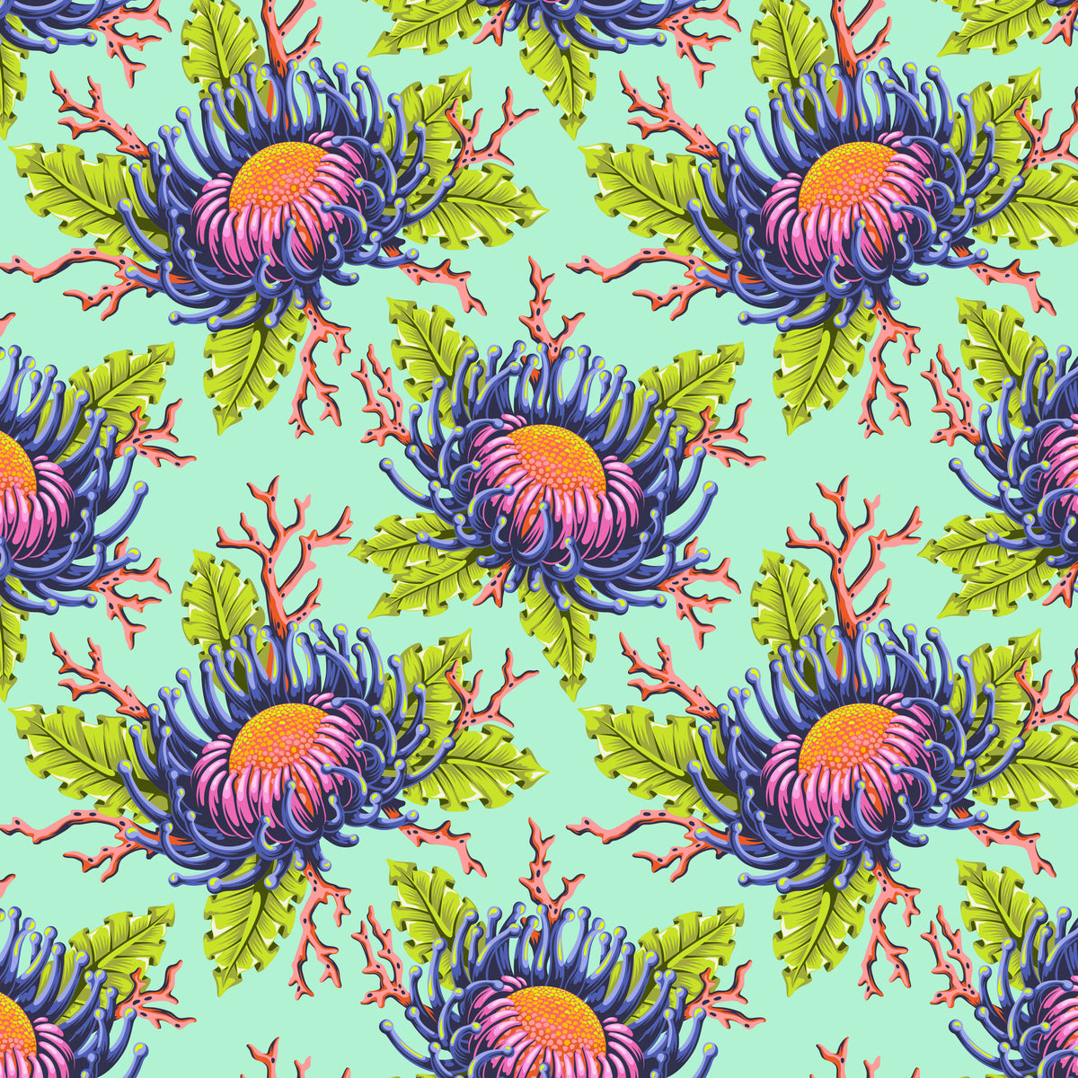 Friends & Anemones - Sea Foam - Floral Reef - Tula Pink