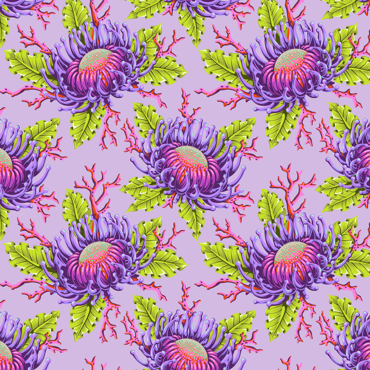 Friends & Anemones - Ultra Violet - Floral Reef - Tula Pink