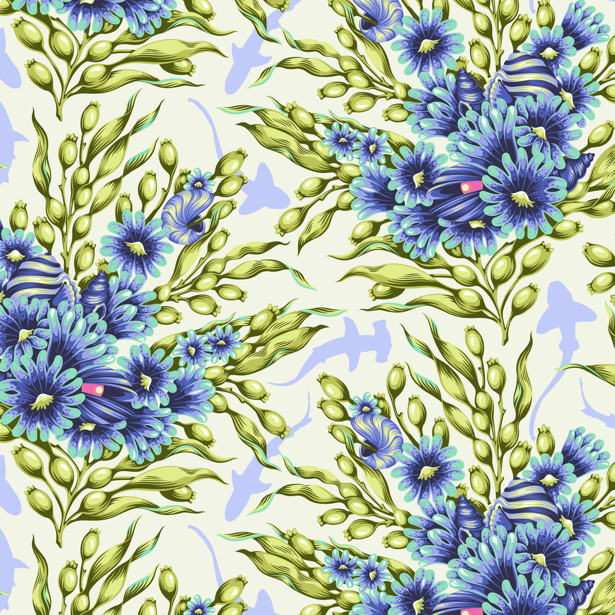 Shadow Sharks - Marine - Floral Reef- Tula Pink
