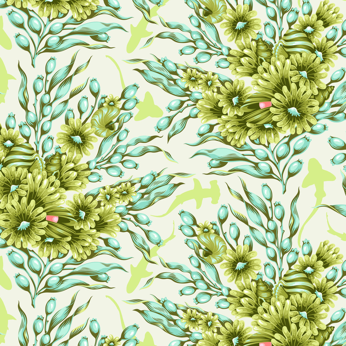 Shadow Sharks - Sea Grass - Floral Reef- Tula Pink