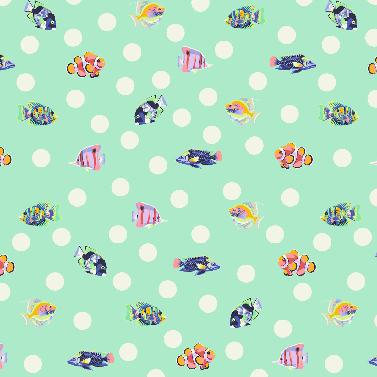 School Crossing - Sea Foam - Floral Reef- Tula Pink