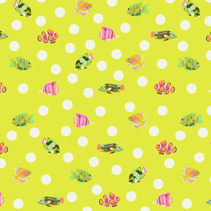 School Crossing - Sea Grass - Floral Reef- Tula Pink