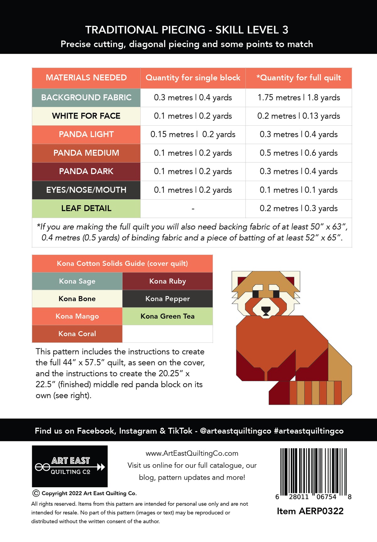 Red Pandas Quilt Pattern