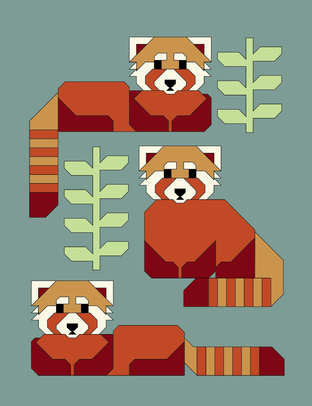 Red Pandas Quilt Pattern
