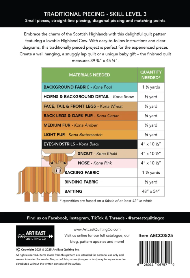 Cattle Call - A Highland Coo Quilt Pattern