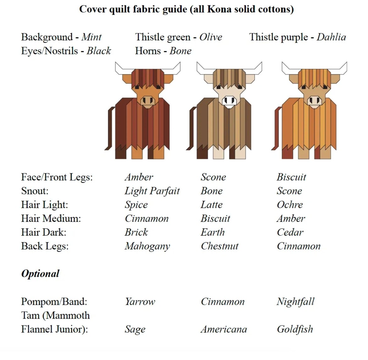 Mini Coos - a Highland Cow Quilt Pattern