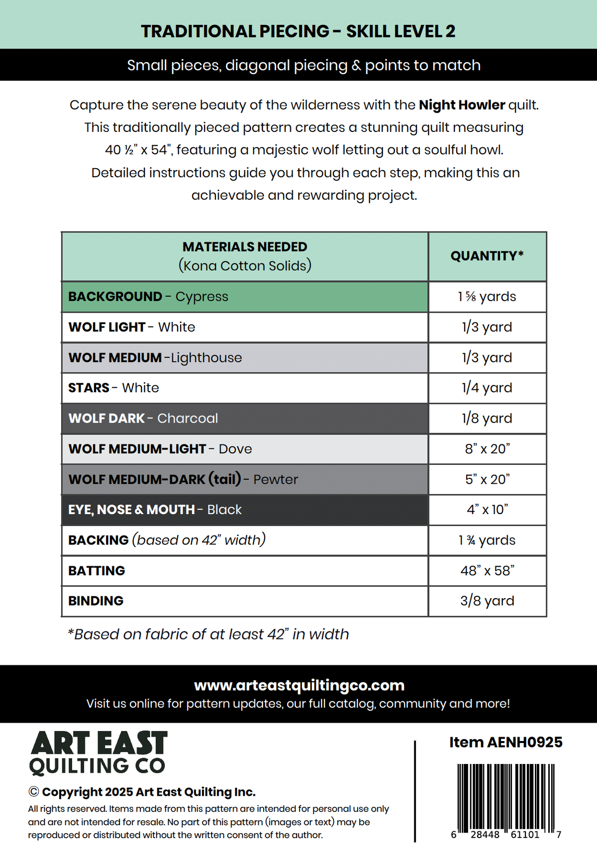 Night Howler - A Wolf Quilt Pattern