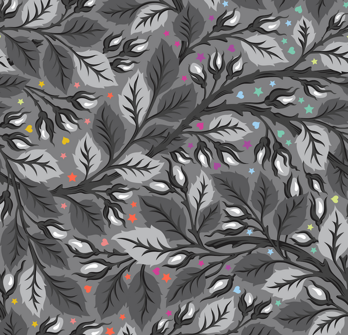 Nip It In the Bud 108" Quilt Back - Shadow - Gray Work - Tula Pink