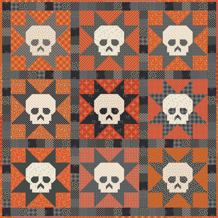 Skulls Quilt - Lori Holt's Pumpkin & Licorice Quilt Kit (PREORDER)