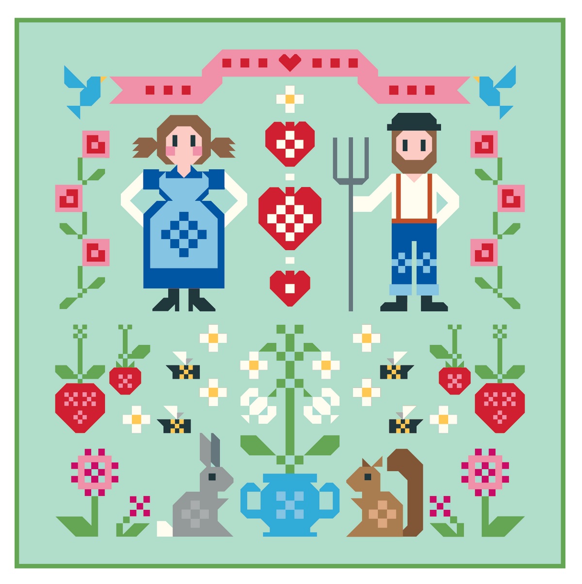 9-Patch Garden Multi-Color Quilt Kit