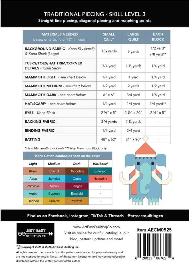 Chilly Mammoth Quilt Pattern