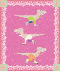 Dinorama - T-rex on Roller Skates Quilt Pattern