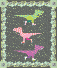 Dinorama - T-rex on Roller Skates Quilt Pattern