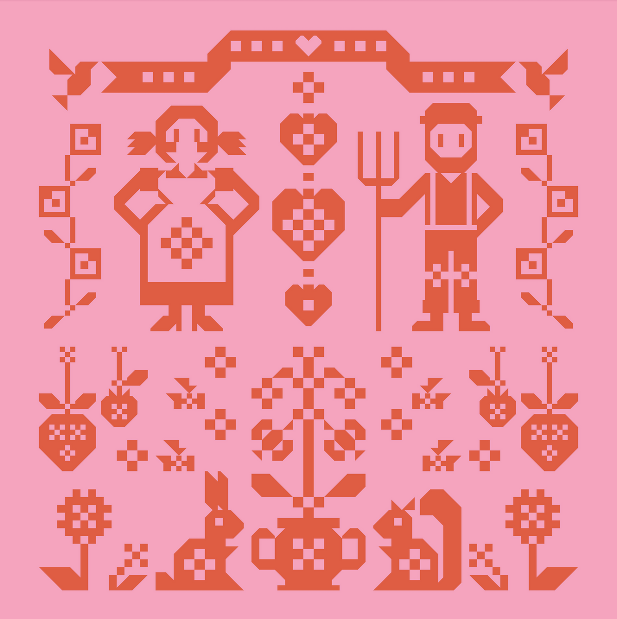 9-Patch Garden Pink/Orange Version (Solids) - shipping in May!